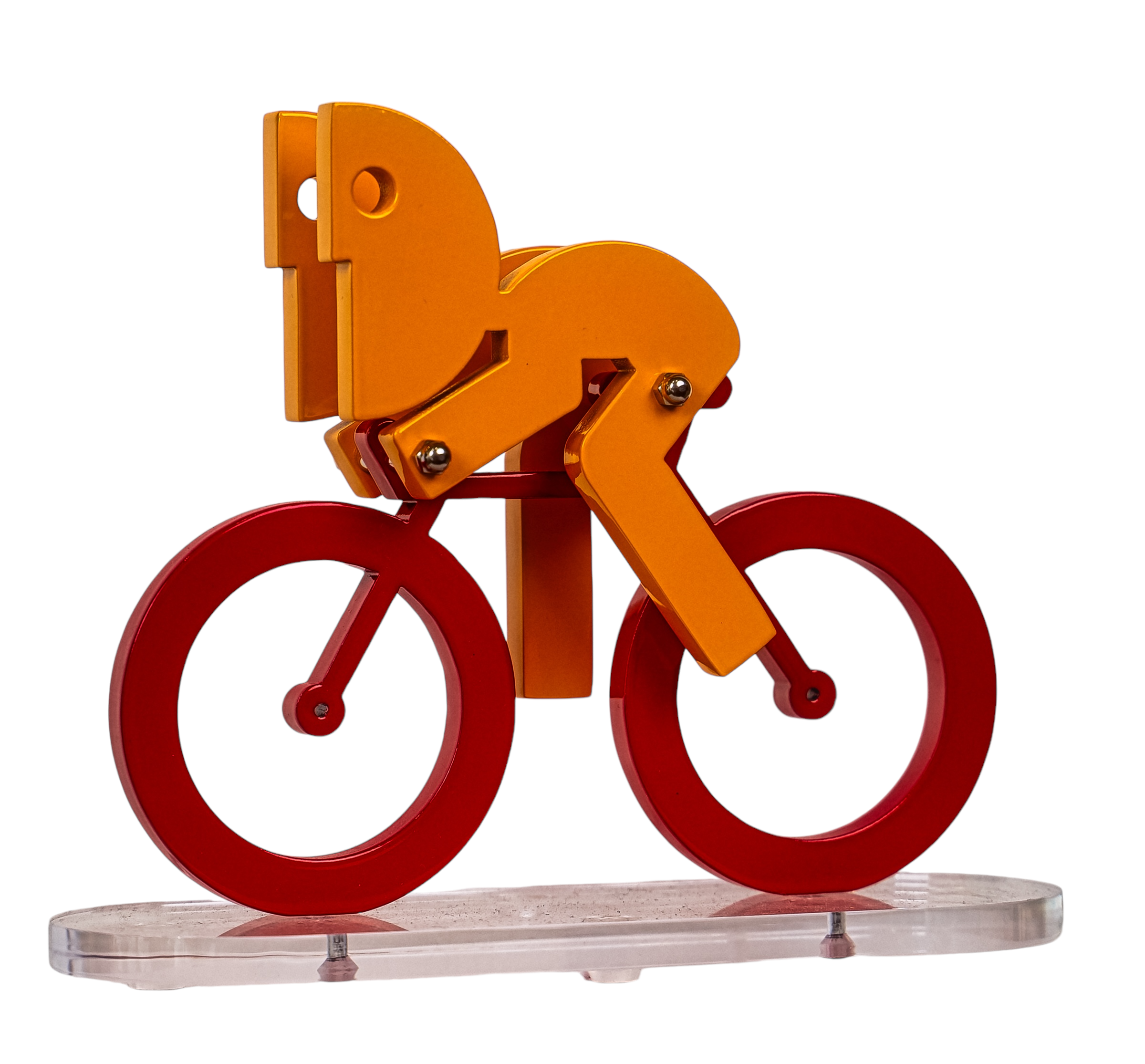  The Little Cyclist “ 2019 Painted aluminum and acrylic ( the base ) 16.5 x  20  x  7.5 cm. Limited edition of 9